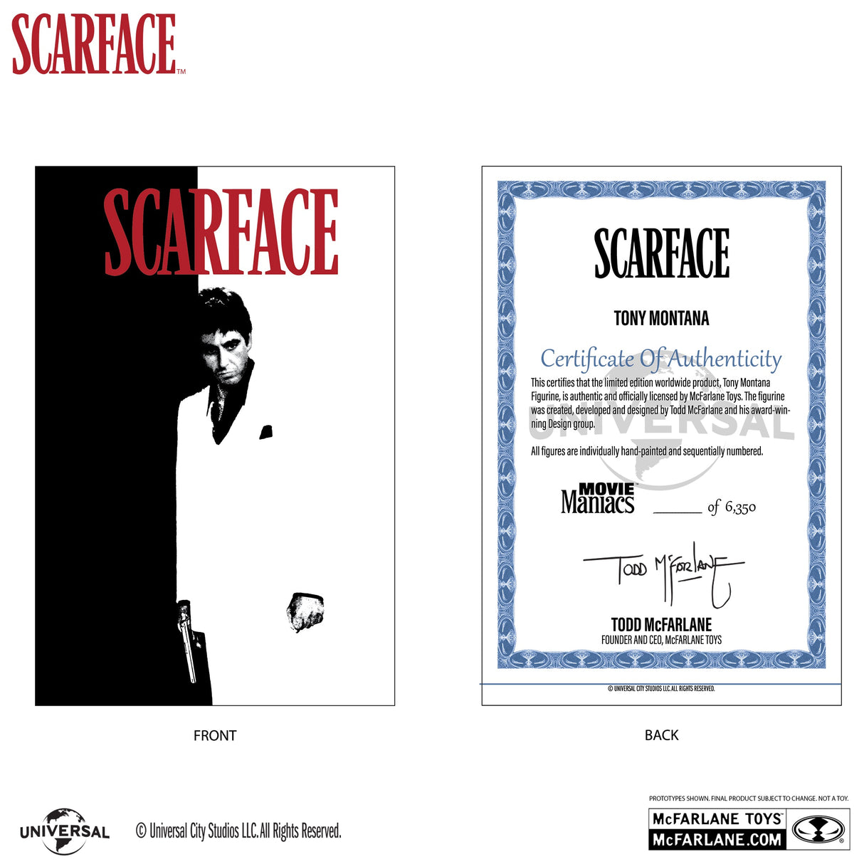 Scarface Tony Montana 6" Movie Maniacs McFarlane Toys Figure