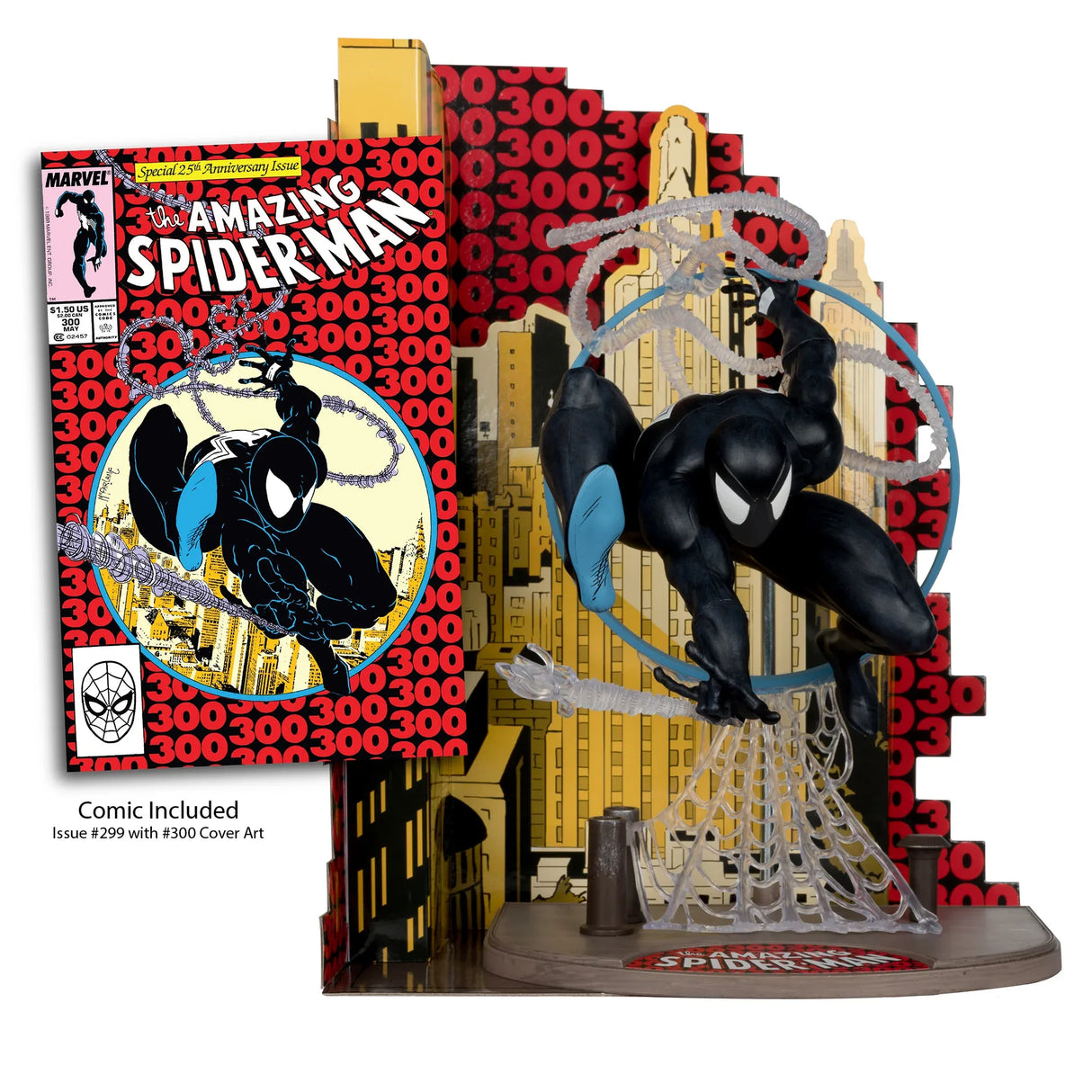 McFarlane MARVEL Spider-Man Symbiote Suit 1:6th Scale Collectible with Scene & Comic (Amazing Spider-Man #300)