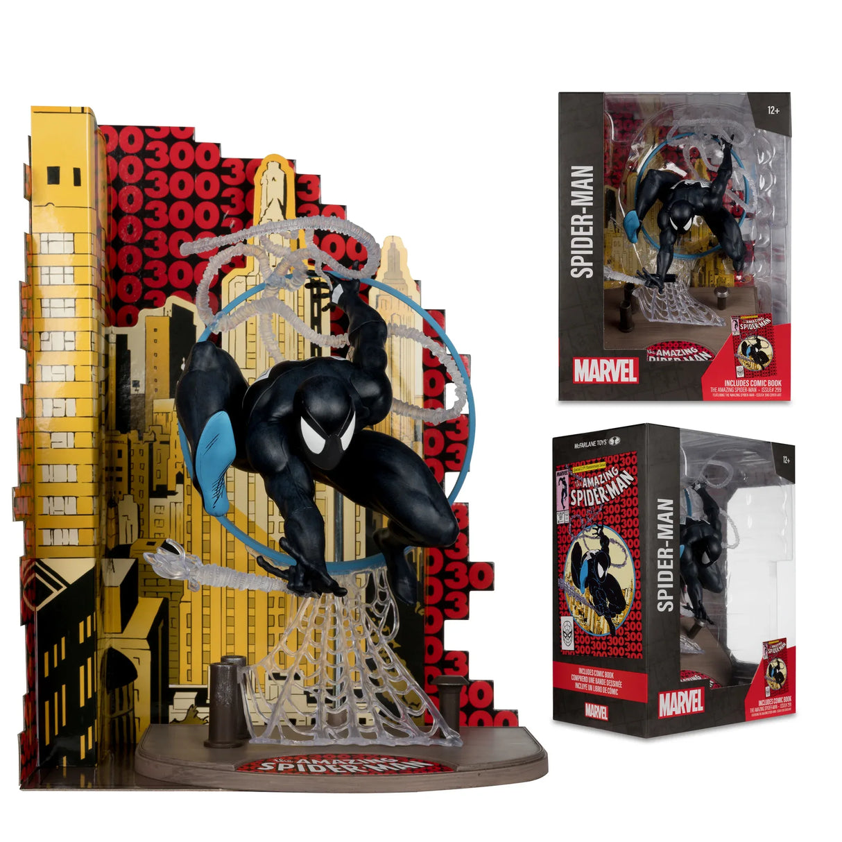 McFarlane MARVEL Spider-Man Symbiote Suit 1:6th Scale Collectible with Scene & Comic (Amazing Spider-Man #300)