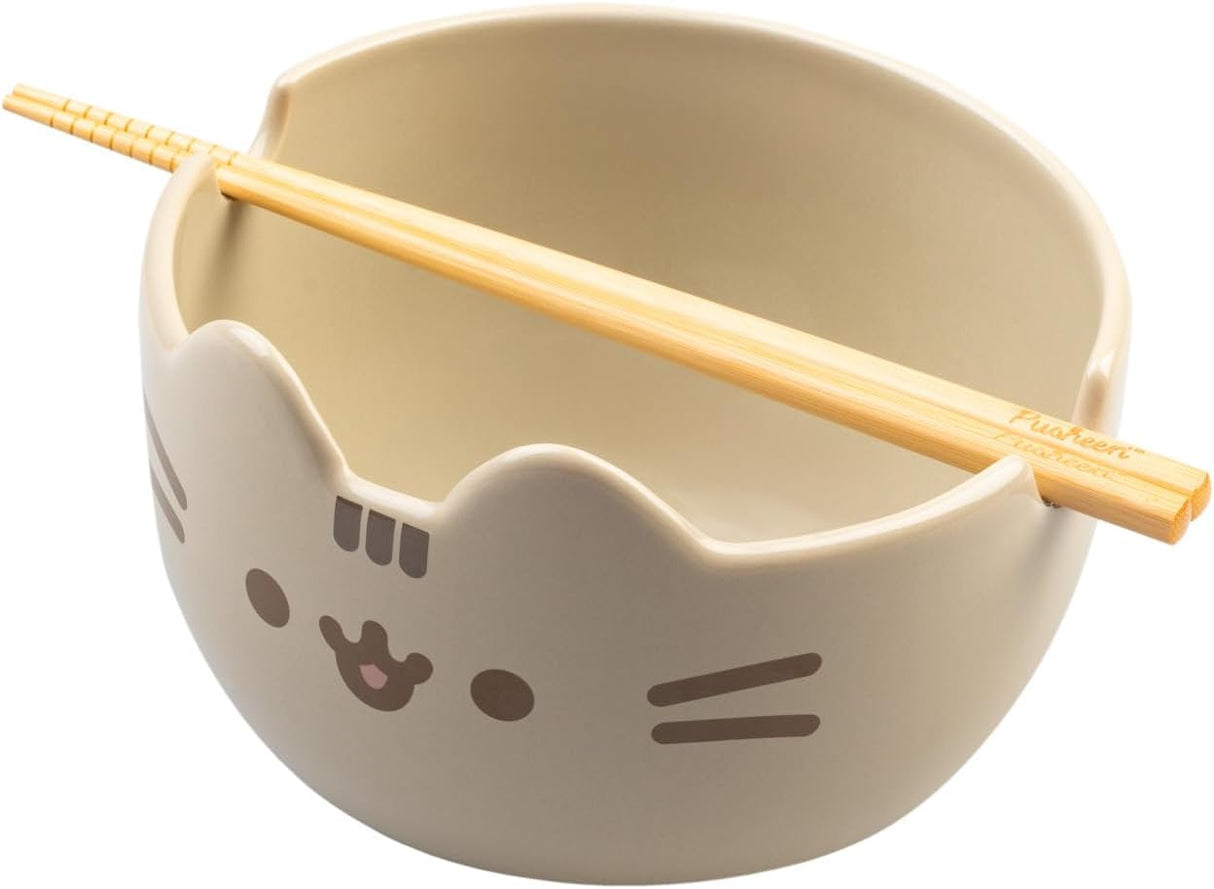 Pusheen Ramen Bowl and Chopsticks