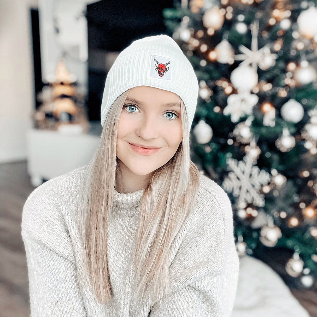 Stranger Things Hellfire Club White Beanie Hat
