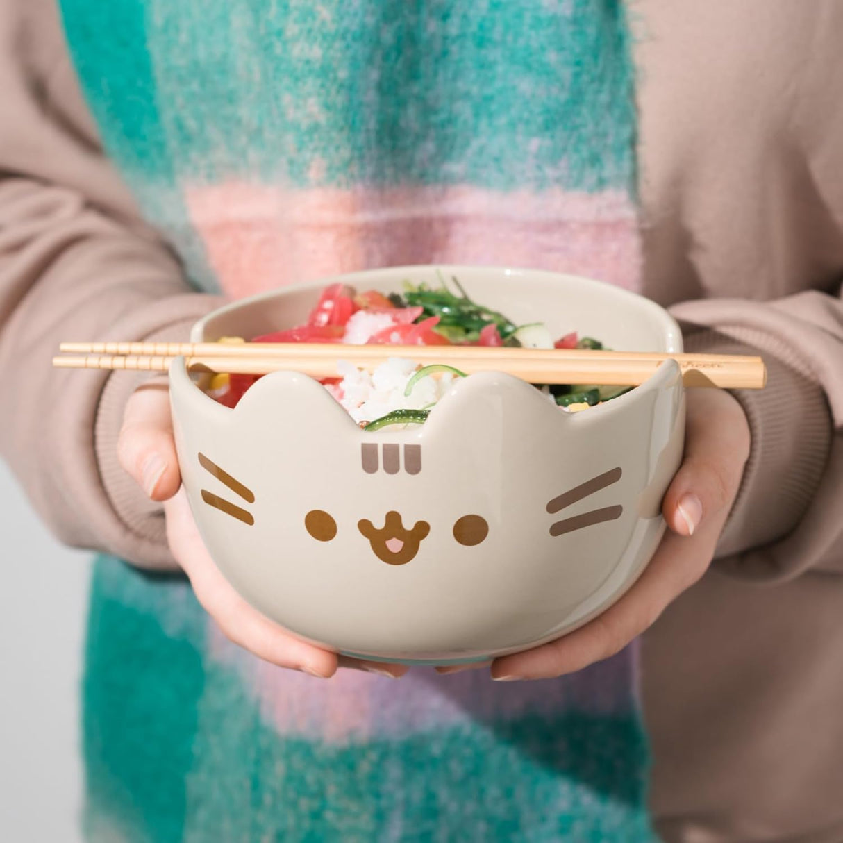 Pusheen Ramen Bowl and Chopsticks