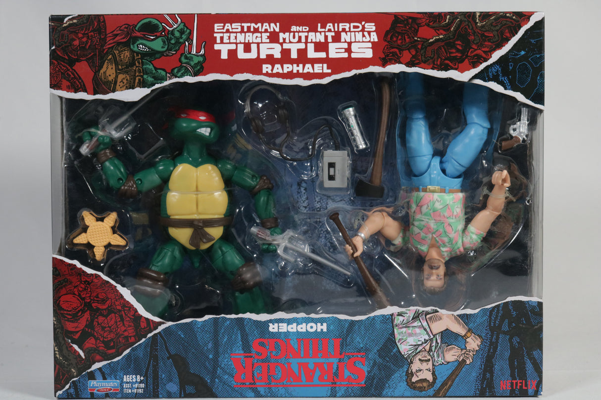 Stranger Things x Teenage Mutant Ninja Turtles Hopper & Raphael Playmates Action Figure 2-Pack