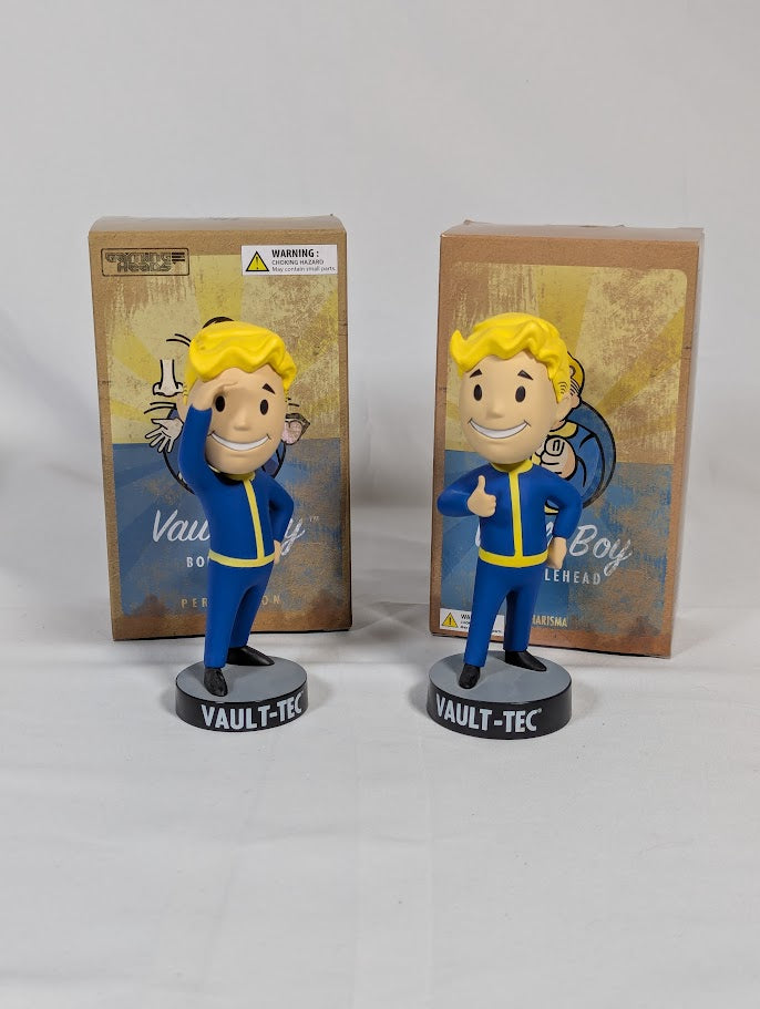 Fallout Vault Boy Charisma & Perception Bobblehead Figure Set of 2