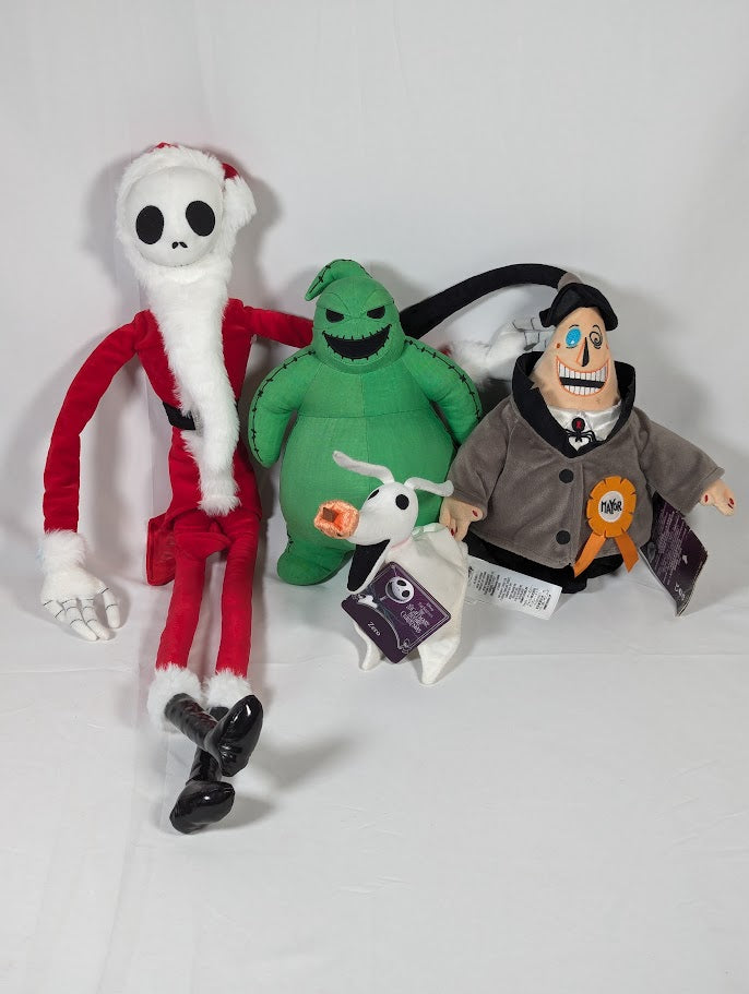 The Nightmare Before Christmas Santa Jack, Oogie Boogie, Mayor & Zero Plush Bundle