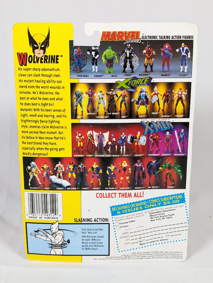 Marvel The Uncanny X-Men Wolverine Spring Out Slashing Claws 2nd Edition 1992 Toy Biz Action Figure