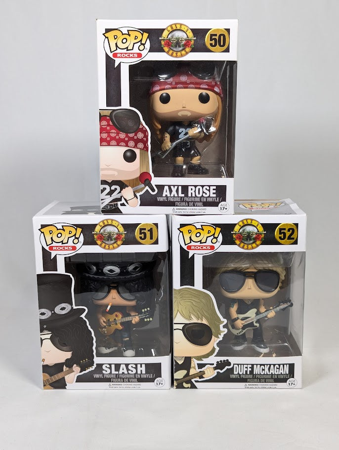 Guns n Roses Axl Rose, Slash & Duff McKagan Funko Pop! Vinyl Figure Complete Set of 3