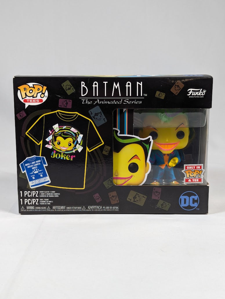 DC Comics Batman the Animated Series The Joker (Blacklight) Funko Pop! Tees T-Shirt and Vinyl Figure (Medium Size)