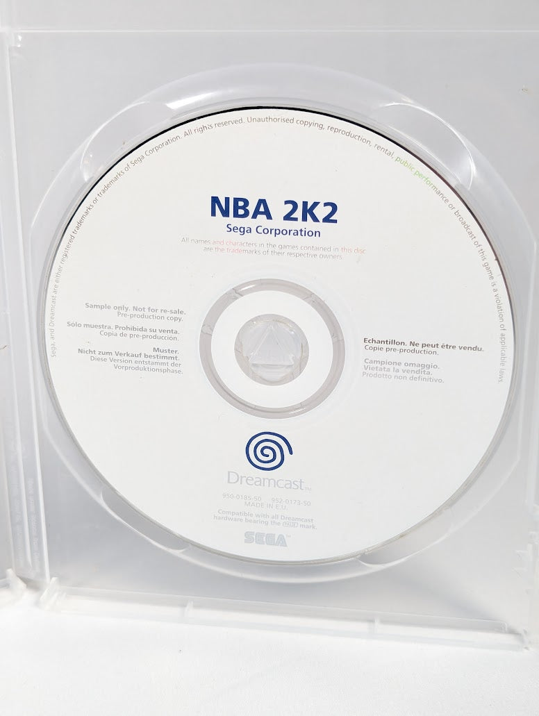 NBA 2K2 Press Promo Sample Pre-production Disc Dreamcast