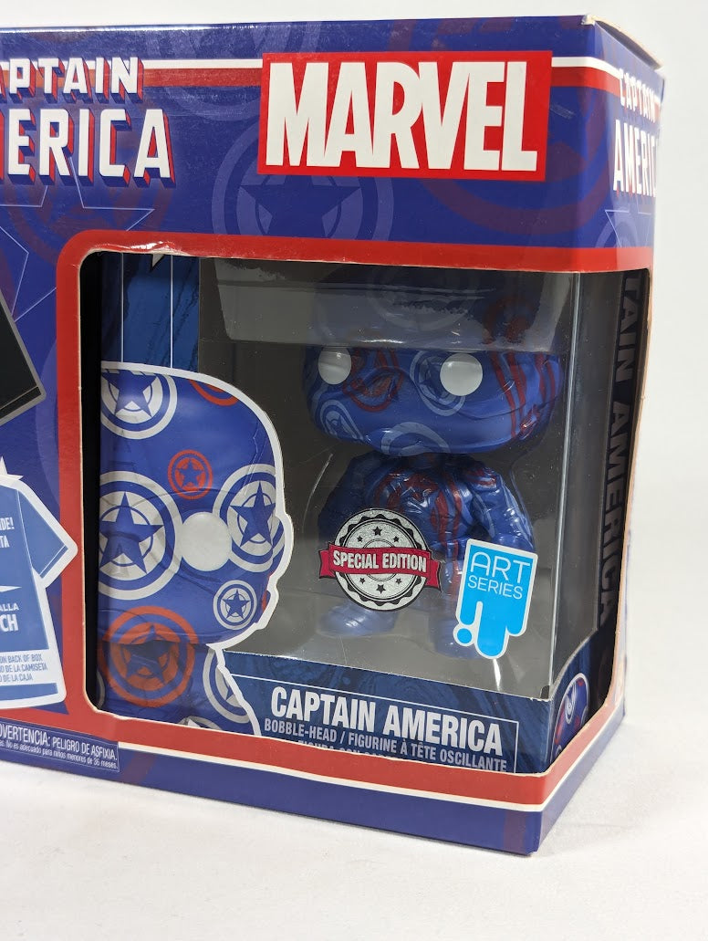 Marvel Captain America (Art Series) Funko Pop! Tees T-Shirt & Vinyl Figure (Small Size)