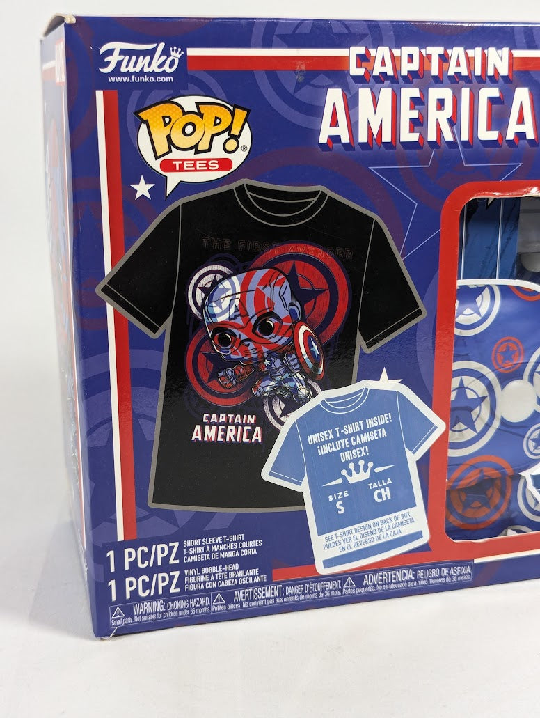 Marvel Captain America (Art Series) Funko Pop! Tees T-Shirt & Vinyl Figure (Small Size)