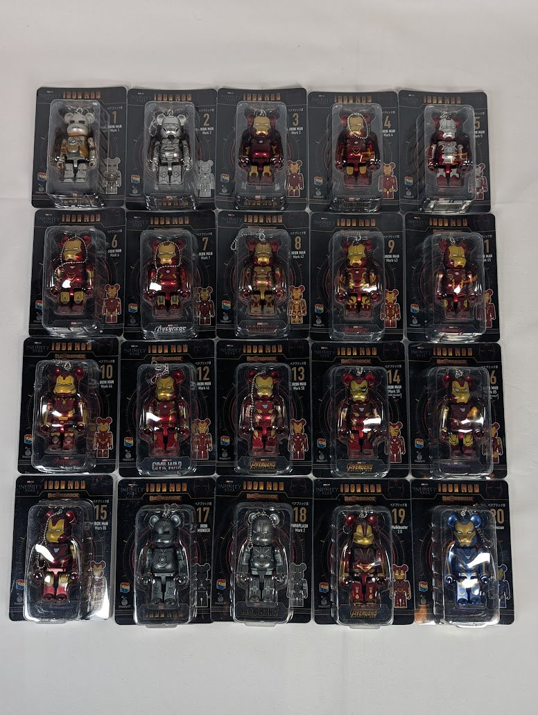 Marvel Iron Man Bear Brick Complete Set of 20 Mini Figure Keychains