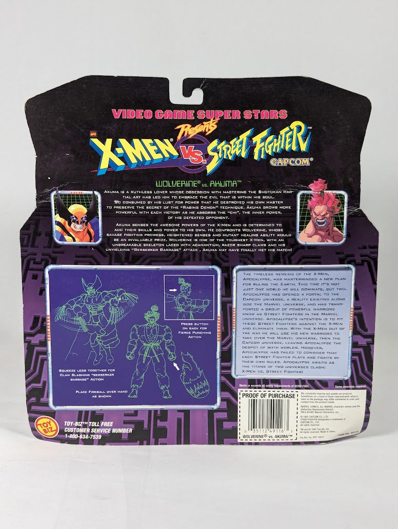 Capcom X-Men vs Street Fighter Video Game Super Stars Wolverine vs Akuma 1997 ToyBiz Action Figure 2-Pack