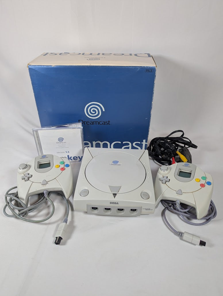 SEGA Dreamcast Console With Box, 2 Controllers, 2 VMUs, Cables, Dreamkey & 2 Games