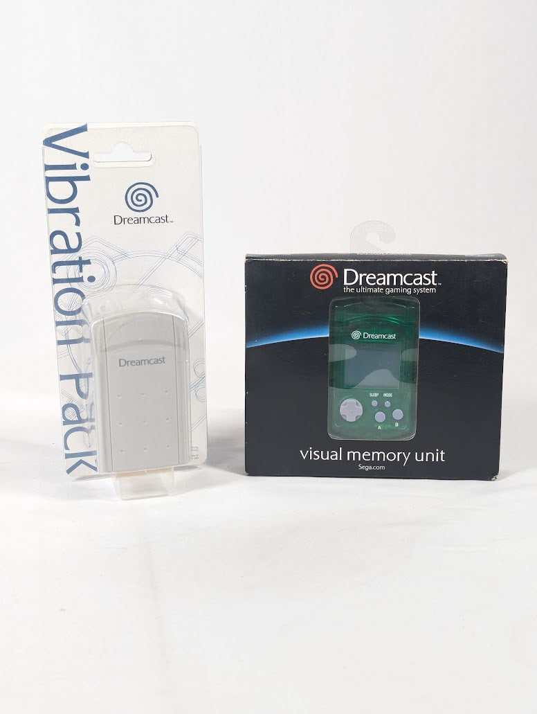 SEGA Dreamcast Transparent Green VMU & Vibration Pack Bundle