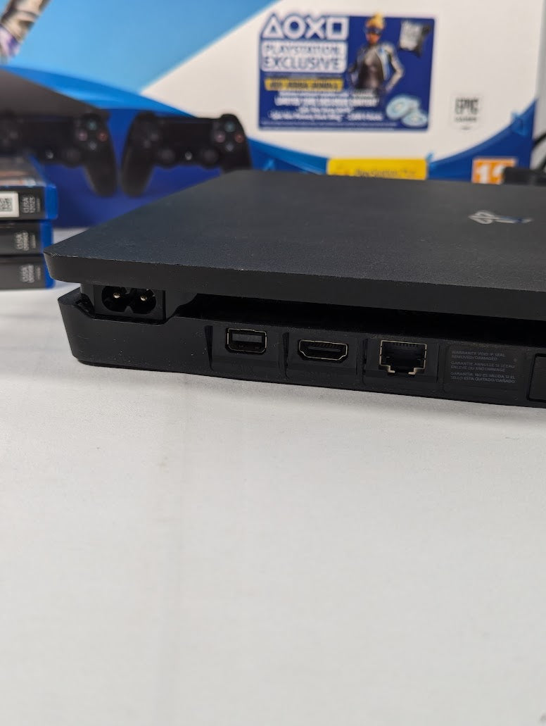 PS4 Slim 500GB Console Bundle With 3 Games, Controller, Cables & Box