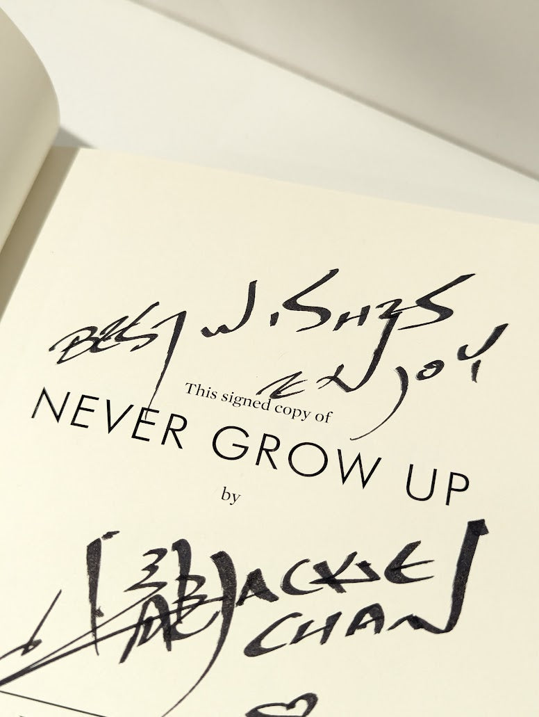 Jackie Chan Never Grow Up Signed Limited Edition Hardcover With Sleeve and CoA
