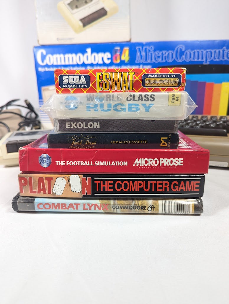 Commadore 64 Micro Computer Bundle With Datasette Model 1530 Cassette Tape Reader & 7 Games