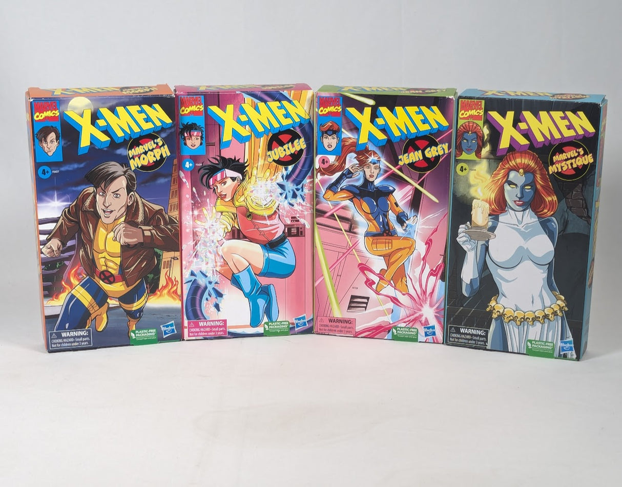 Marvel X-Men Jubilee, Jean Grey, Mystique & Morph VHS Series 2022 Hasbro Action Figure Bundle