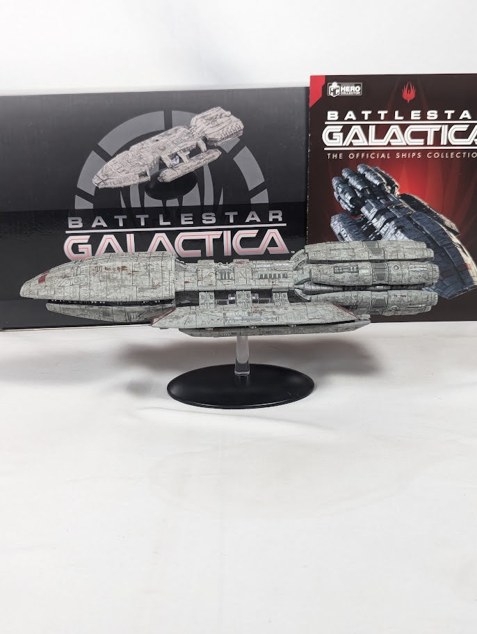 Battlestar Galactica The Official Ships Collection Battlestar Pegasus (Modern) Eaglemoss Model Ship (Incorrect Box and Stand Base)