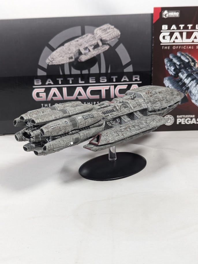 Battlestar Galactica The Official Ships Collection Battlestar Pegasus (Modern) Eaglemoss Model Ship (Incorrect Box and Stand Base)