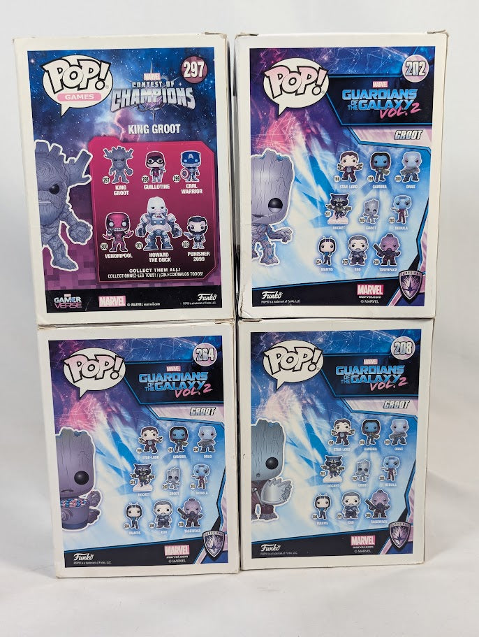 Marvel Guardians of the Galaxy Groot Bundle of 4 Funko Pop! Vinyl Figures