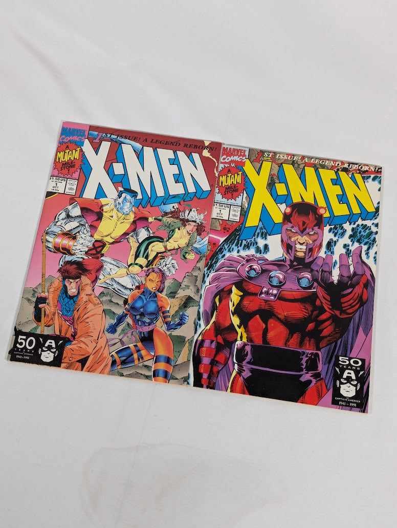 Marvel X-Men #1 Cover B & D Jim Lee 1991 Comic Book Bundle