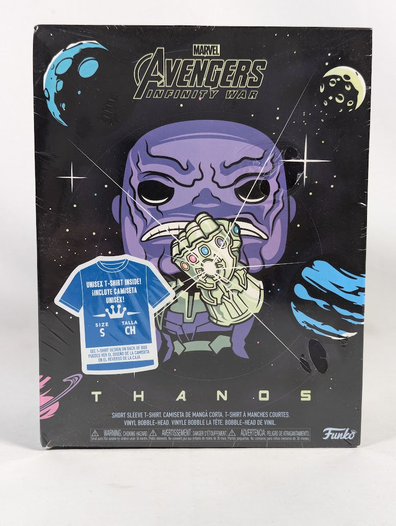 Marvel Avengers Infinity War Thanos Funko Pop! T-Shirt (Small) & Vinyl Figure