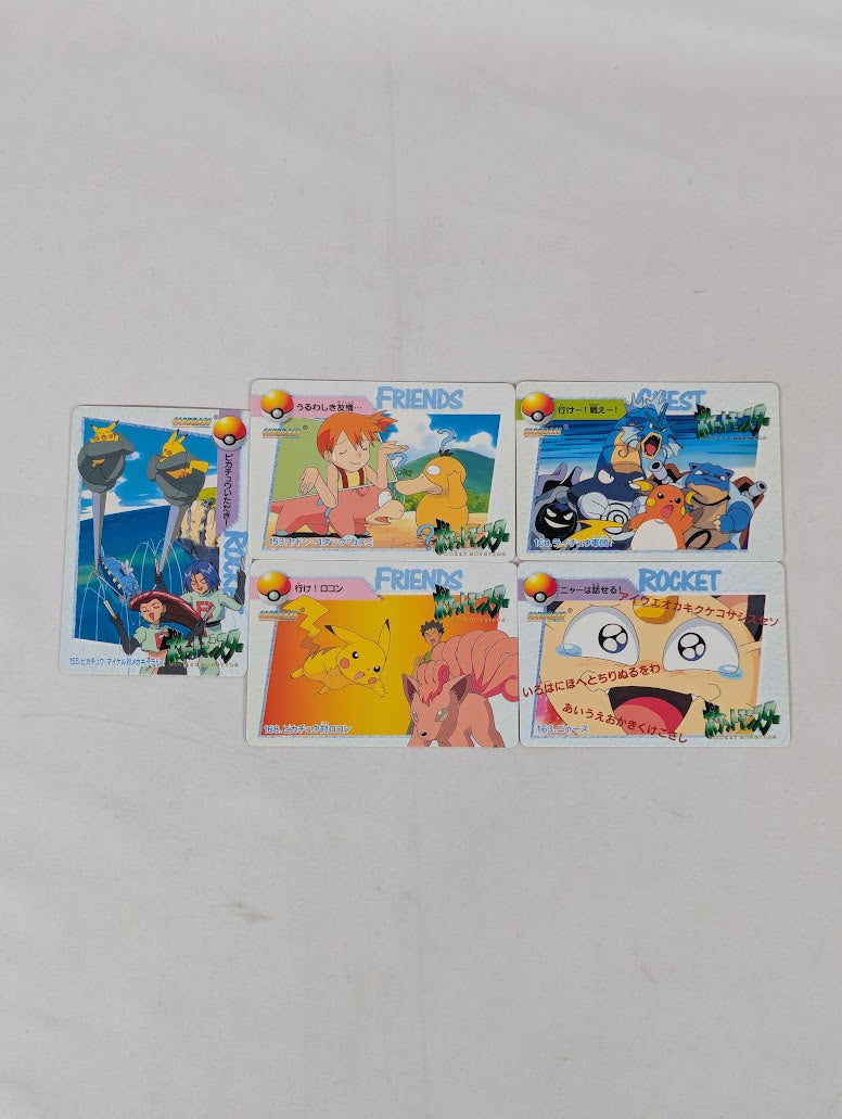 Pokemon Anime Collection Bandai Carddass 1999 Bundle of 5 Trading Cards
