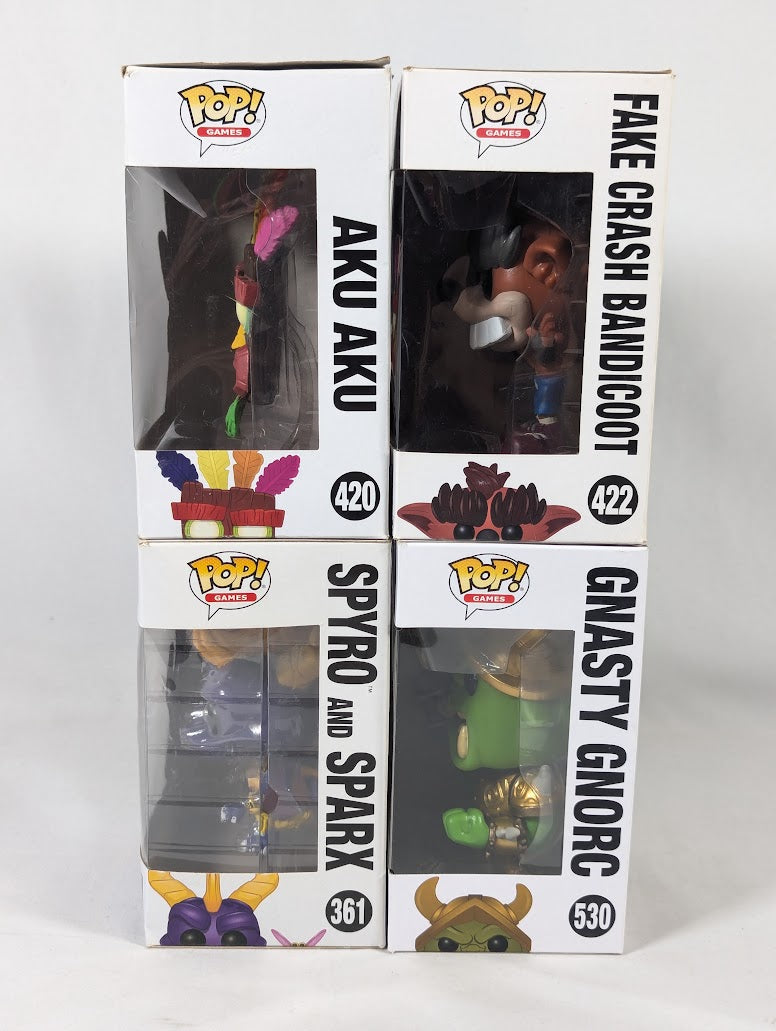 Crash Bandicoot & Spyro the Dragon Bundle of 4 Funko Pop! Vinyl Figures