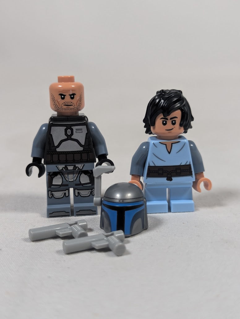 LEGO Star Wars Jango Fett & Young Boba Fett Mini Figure Bundle SW1433 & SW1407 (75409) (No Hair for Jango)
