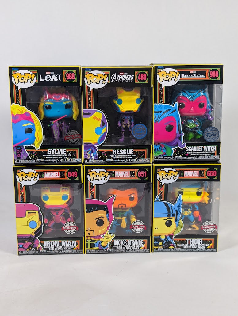 Marvel Blacklight Special Edition Bundle of 7 Funko Pop! Vinyl Figures
