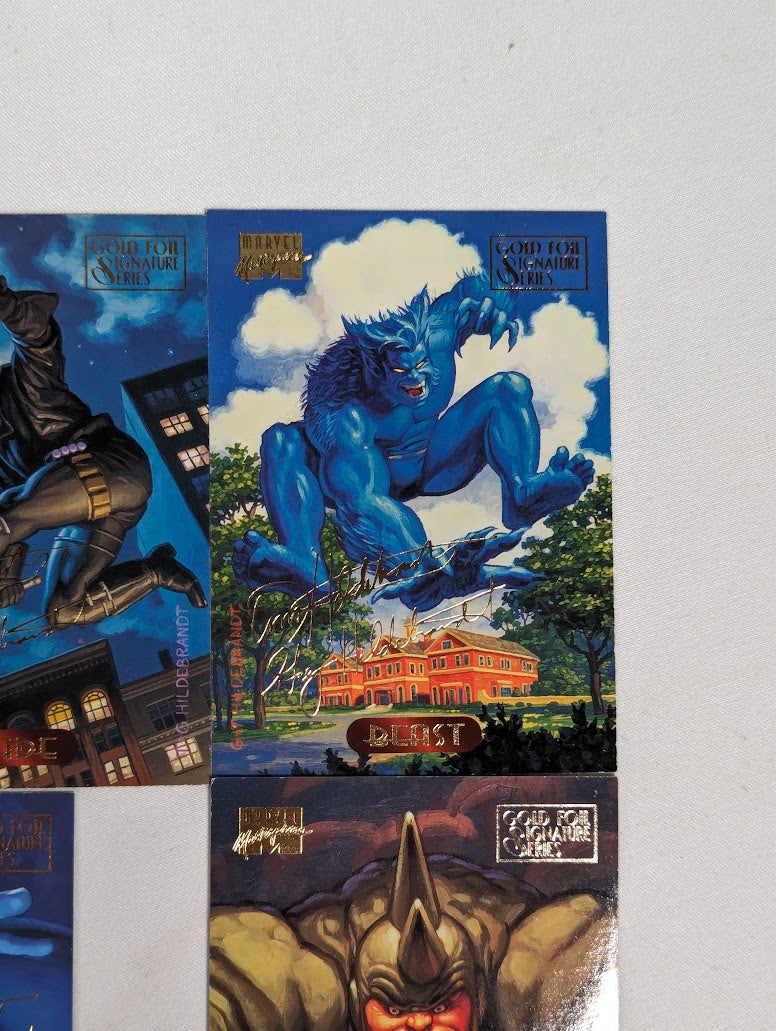 Marvel Masterpieces 1994 Gold Foil Signature Series Bundle of 7 Trading Cards