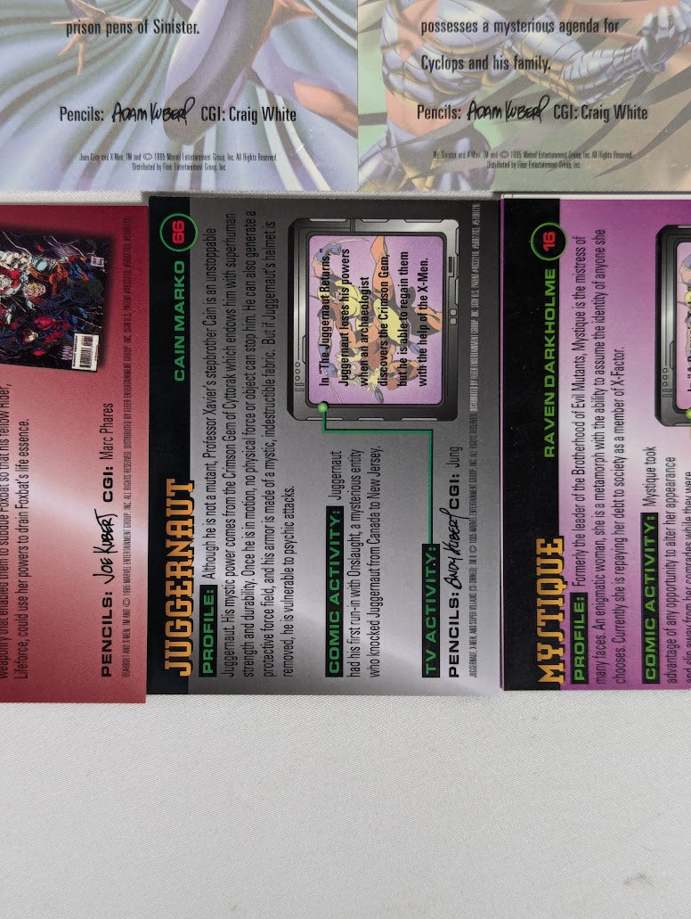 Marvel Fleer 1995 Ultra X-Men Bundle of 9 Trading Cards