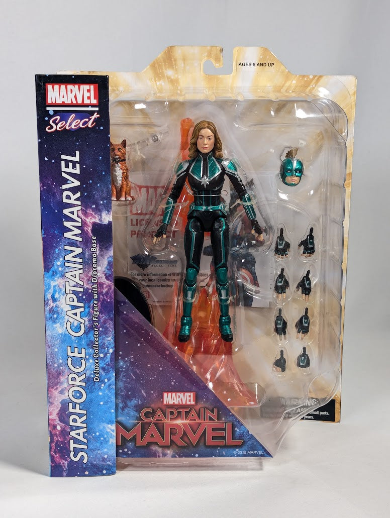 Marvel Select Starforce Captain Marvel Diamond Select 2019 Deluxe Collector's Figure With Diorama Base