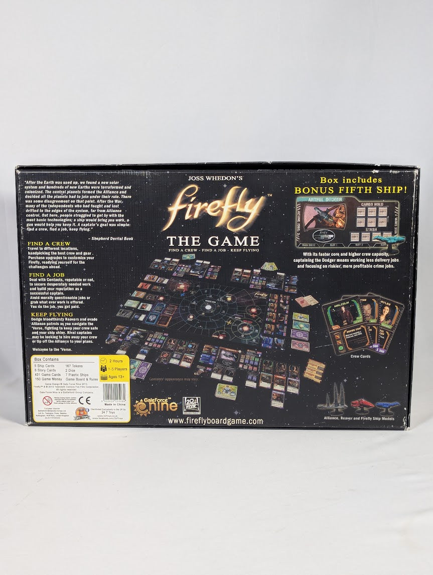 Firefly The Game & Pirates & Bounty Hunters Expansion GaleForce Online 2013 Board Game Bundle