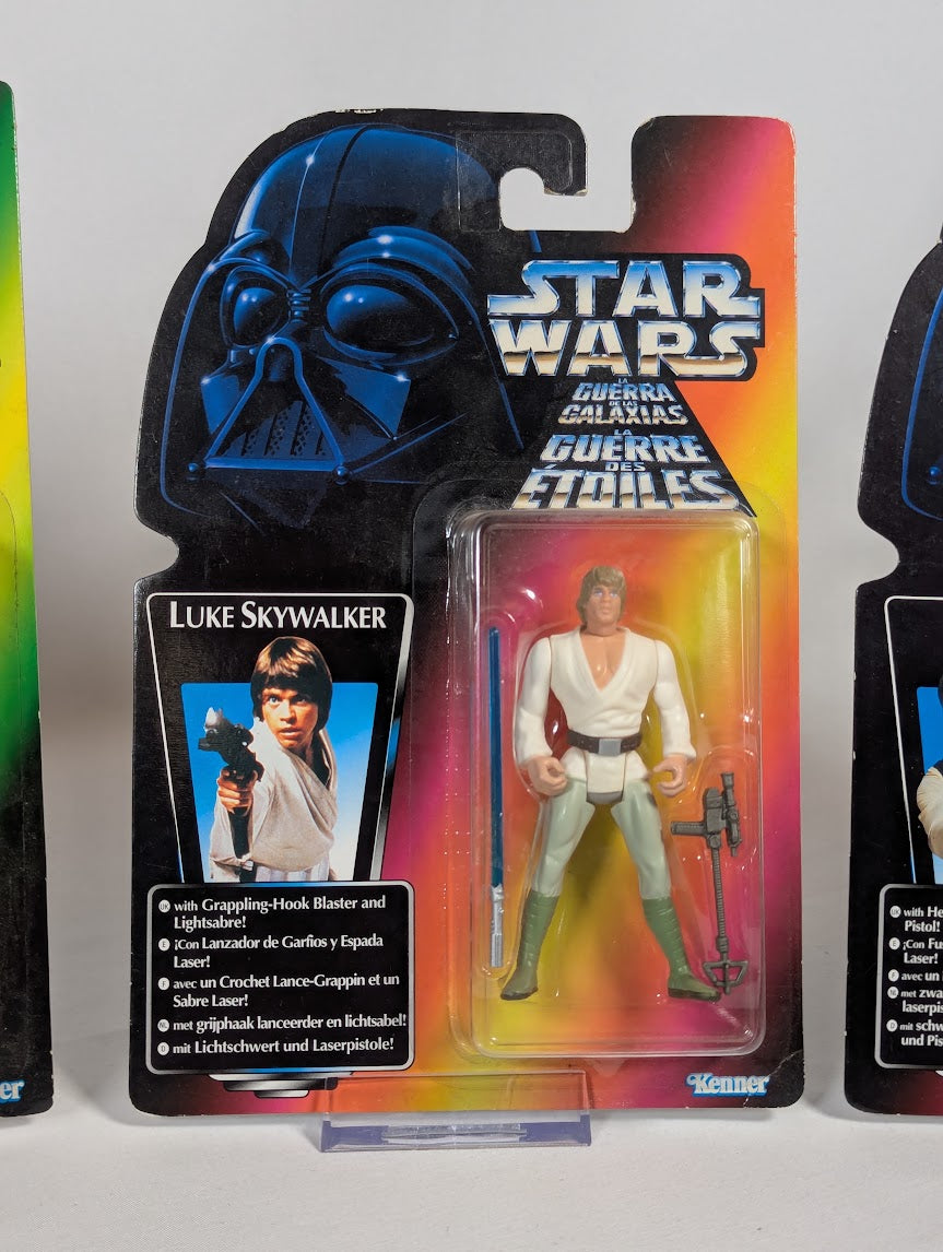 Star Wars Luke Skywalker (1995), Han Solo (1995) & Han Solo in Endor Gear (1996) Kenner Action Figure Bundle