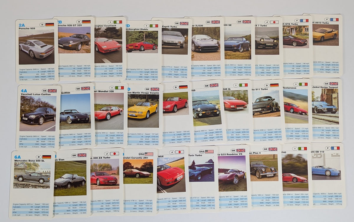 Top Trumps Exotic Sports Cars 1992 Waddintons Card Game