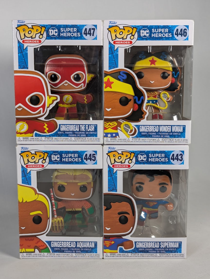 DC Comics Gingerbread Superheroes Bundle of 4 Funko Pop! Vinyl Figures