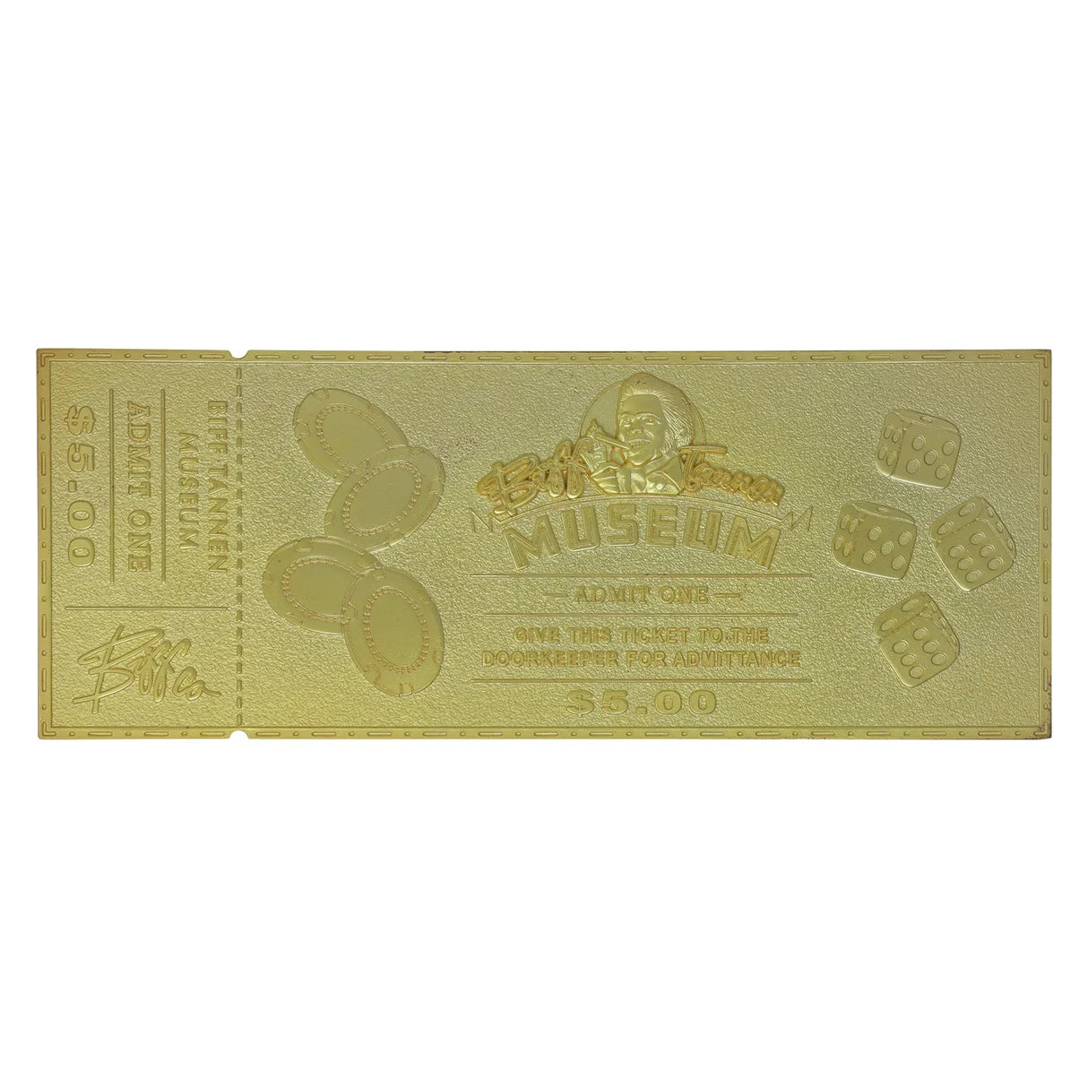 Back to the Future Limited Edition 24k Gold Plated Biff Tannen Museum Entrance Ticket