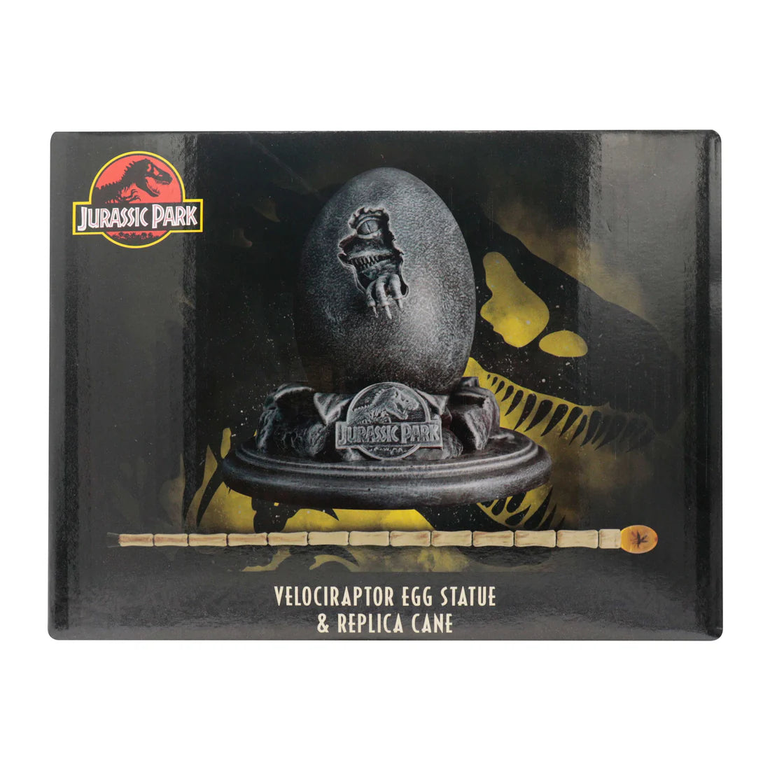 Jurassic Park Velociraptor Egg Statue & John Hammond Replica Cane Set