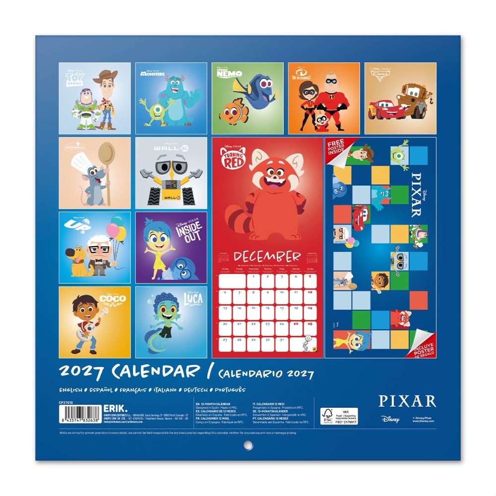 Disney Pixar 2027 Calendar