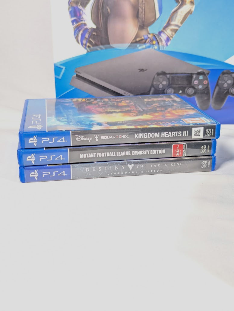 PS4 Slim 500GB Console Bundle With 3 Games, Controller, Cables & Box