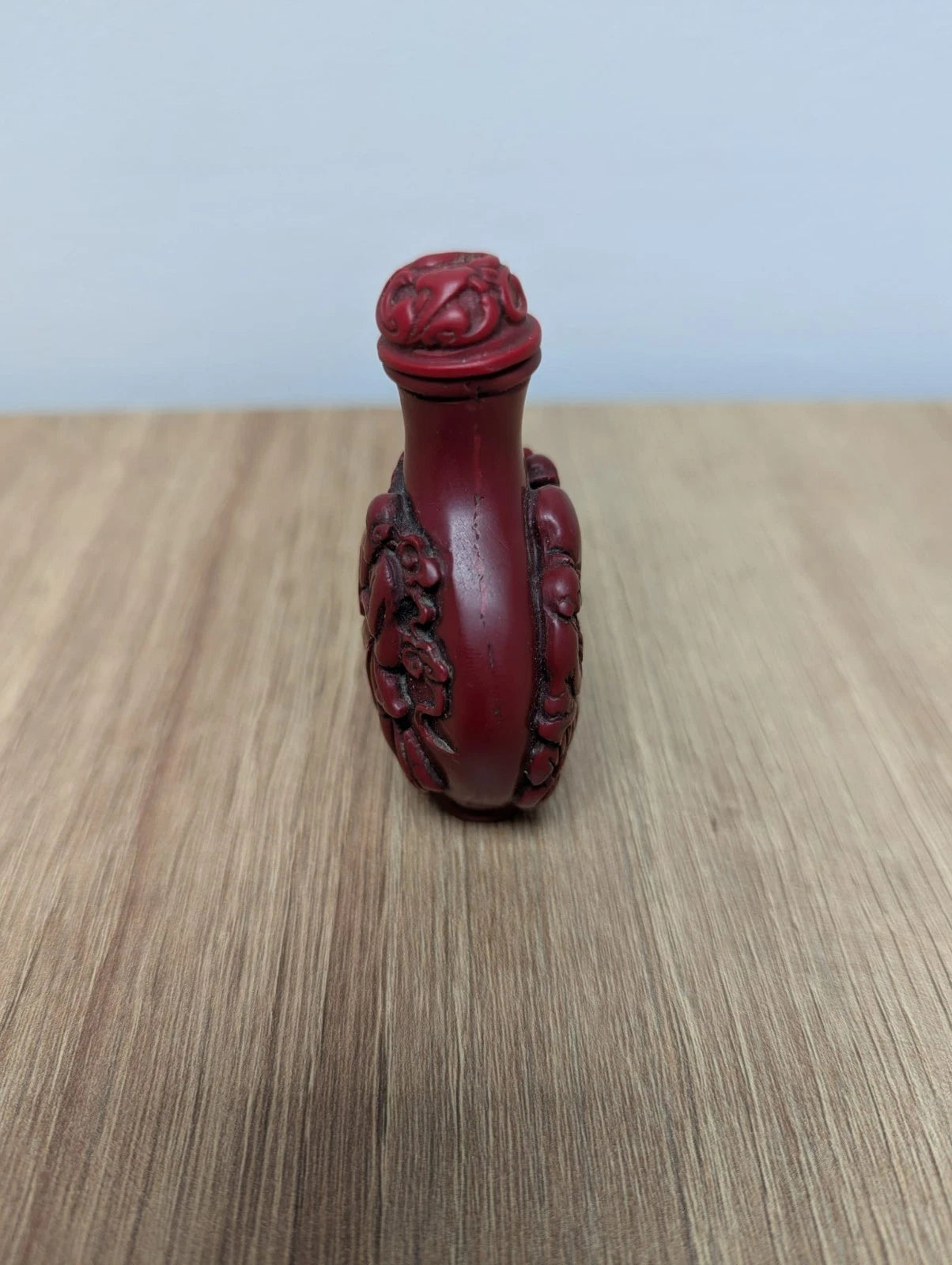 Antique Chinese Buddha Small Cinnabar Resin Snuff Bottle