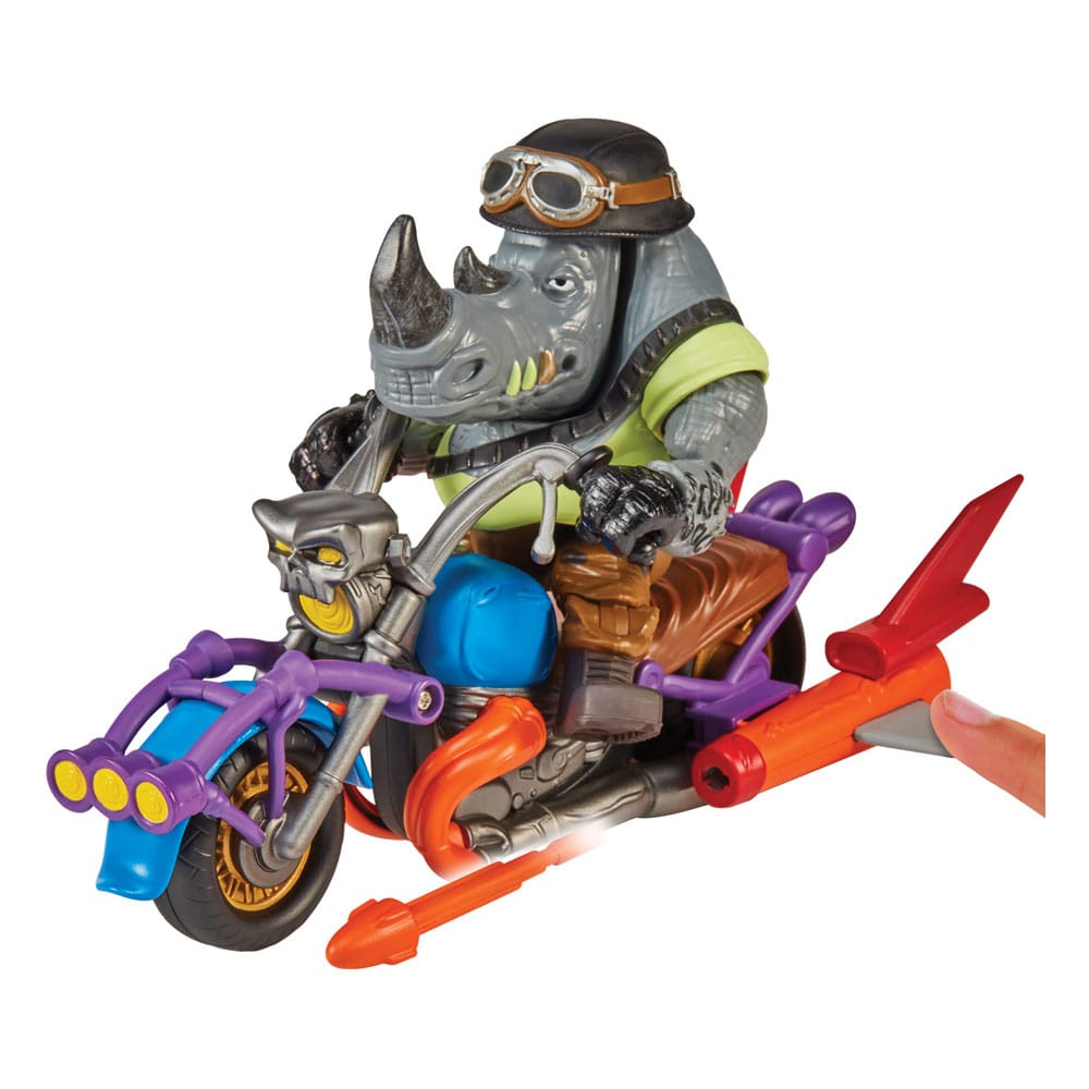 TMNT Rocksteady Action Figure & Chopper Vehicle, 12 cm