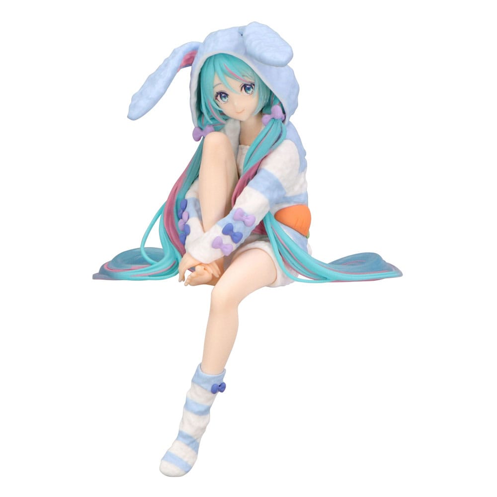 Hatsune Miku Rabbit Ear Hood Pajama PVC Statue, Blue Ver.