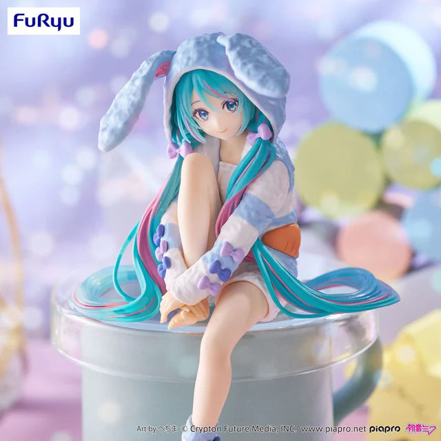 Hatsune Miku (Rabbit Ear Hood Pyjama Blue) Noodle Stopper 14 cm PVC Statue