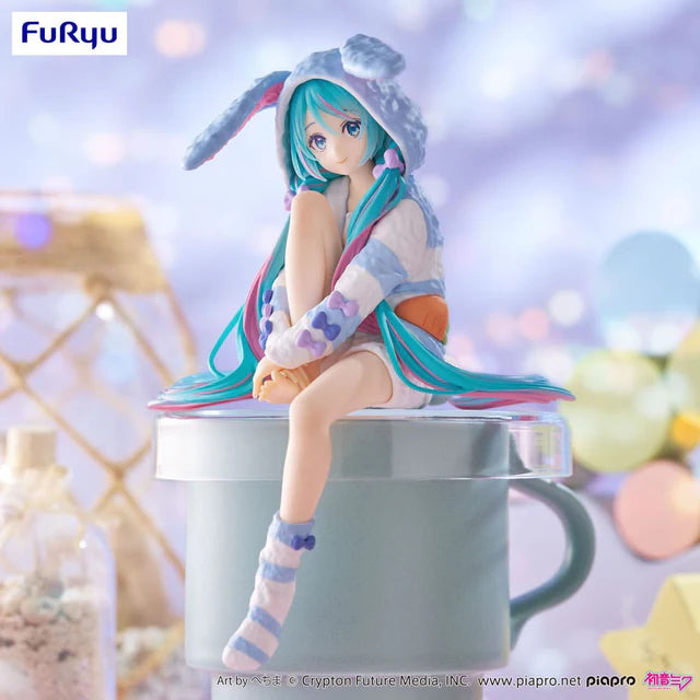 Hatsune Miku (Rabbit Ear Hood Pyjama Blue) Noodle Stopper 14 cm PVC Statue