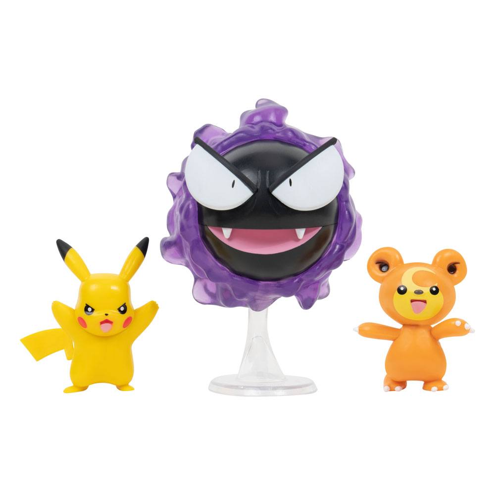Pokémon Battle Figure 3-Pack: Teddiursa, Pikachu #9, Gastly