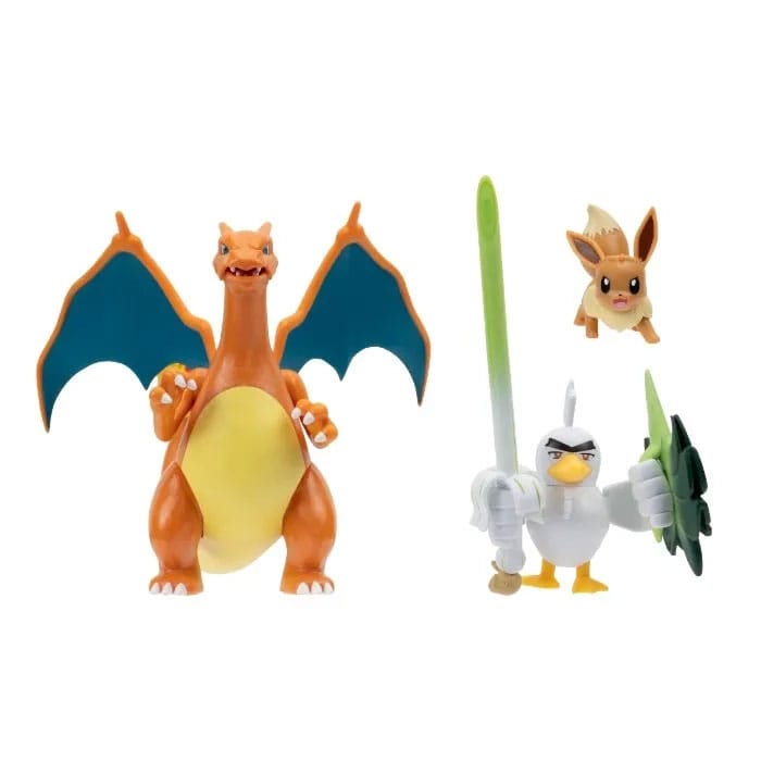 Pokémon Jazwares Mini-Figures 3-Pack: Eevee, Sirfetch'd, Charizard